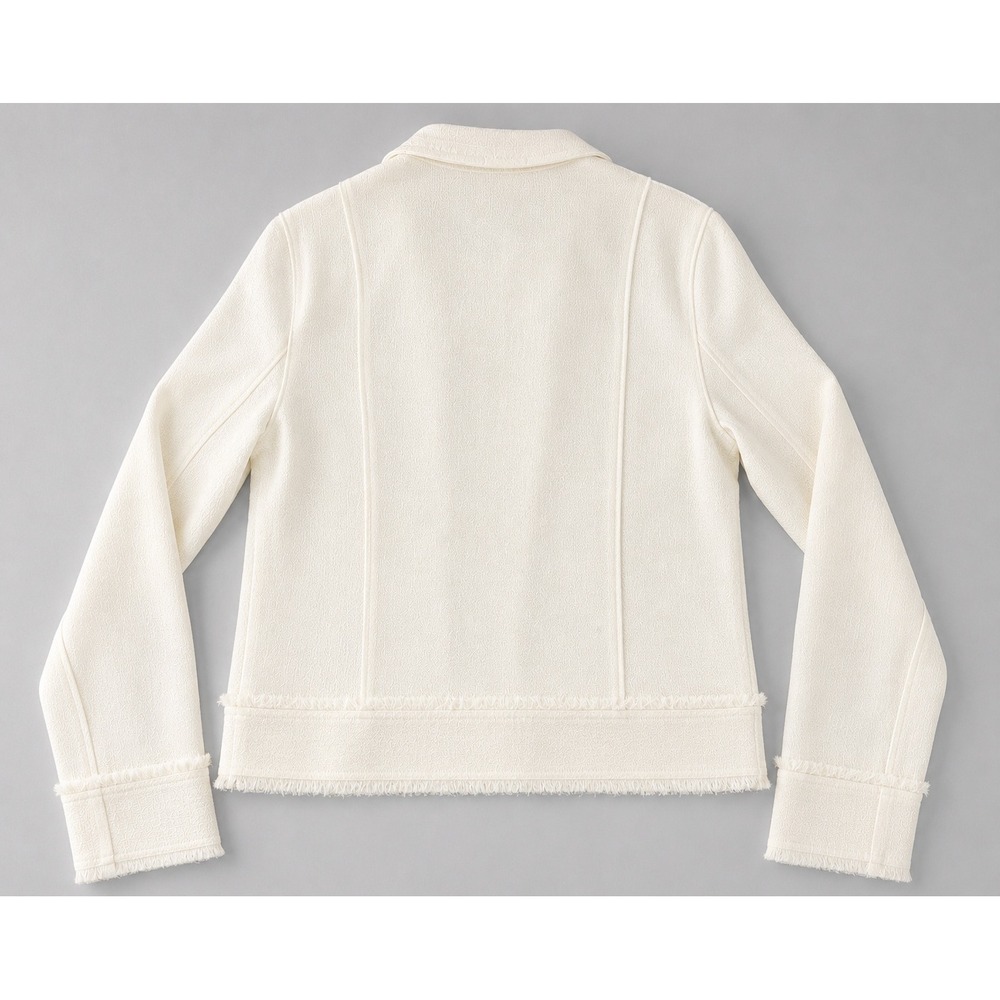 Le Lis Moto Jacket XL Ivory Textured Frayed Trim Zip Front Lightweight Layering - Picture 4 of 10